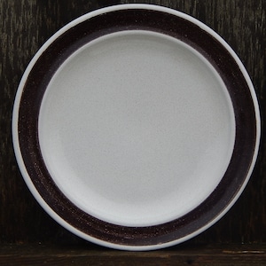 Set of 3 Vintage Nittsjö Ceramic Dinner Plate Natural Cream Color with Brown Border, Made in Sweden Dinner Plate Big Plate