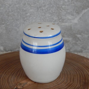 Vintage Striped Salt Cellar Pepper Shaker Kitchen Decor Ceramic Food Container