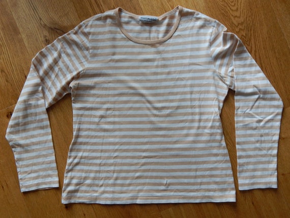 Marimekko Tasaraita T- shirt White/ Beige Striped