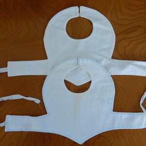 Set of 2 Antique Swedish Embroidered Newborn or Doll Baby Bib White Bib 100% Cotton