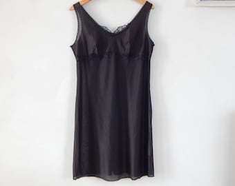 Camisón vintage tipo negligé para mujer, color negro, fabricado en