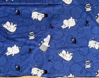 MOOMIN Caracters Bettbezug für Kinder 100% Baumwolle Made in Finland. Finlayson Oy. Vintage Blauer Moomin Stoff 114 x 152 cm