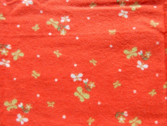 Vintage Red Flannel Cotton Fabric  Printed Cotton Flannel Retro Fabric  1.96 yards