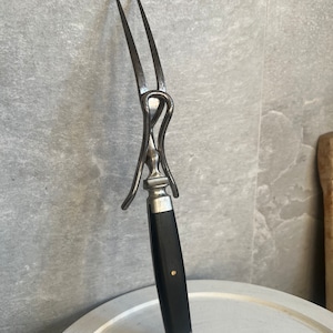 Vintage Scandinavian Meat Fork Wooden Handle Retro Home Utensil Country Kitchen 1970 s.