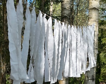 Shabby Chic White Wedding Garland/ Rag Bounting/ Party Decor/ Fiesta Tassel Bunting/ Reusable Garland