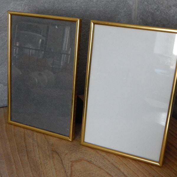 Lot de 2 cadres photo scandinaves vintage JYDEN en métal/cadre photo danois en laiton pour mur/décoration de table avec couvercle en verre Décoration d'intérieur