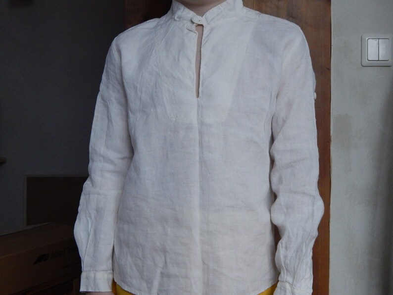 VintageNatural White Linen Kids Boys girls shirt unisex flax shirt for 8-9 years old 100/% linen
