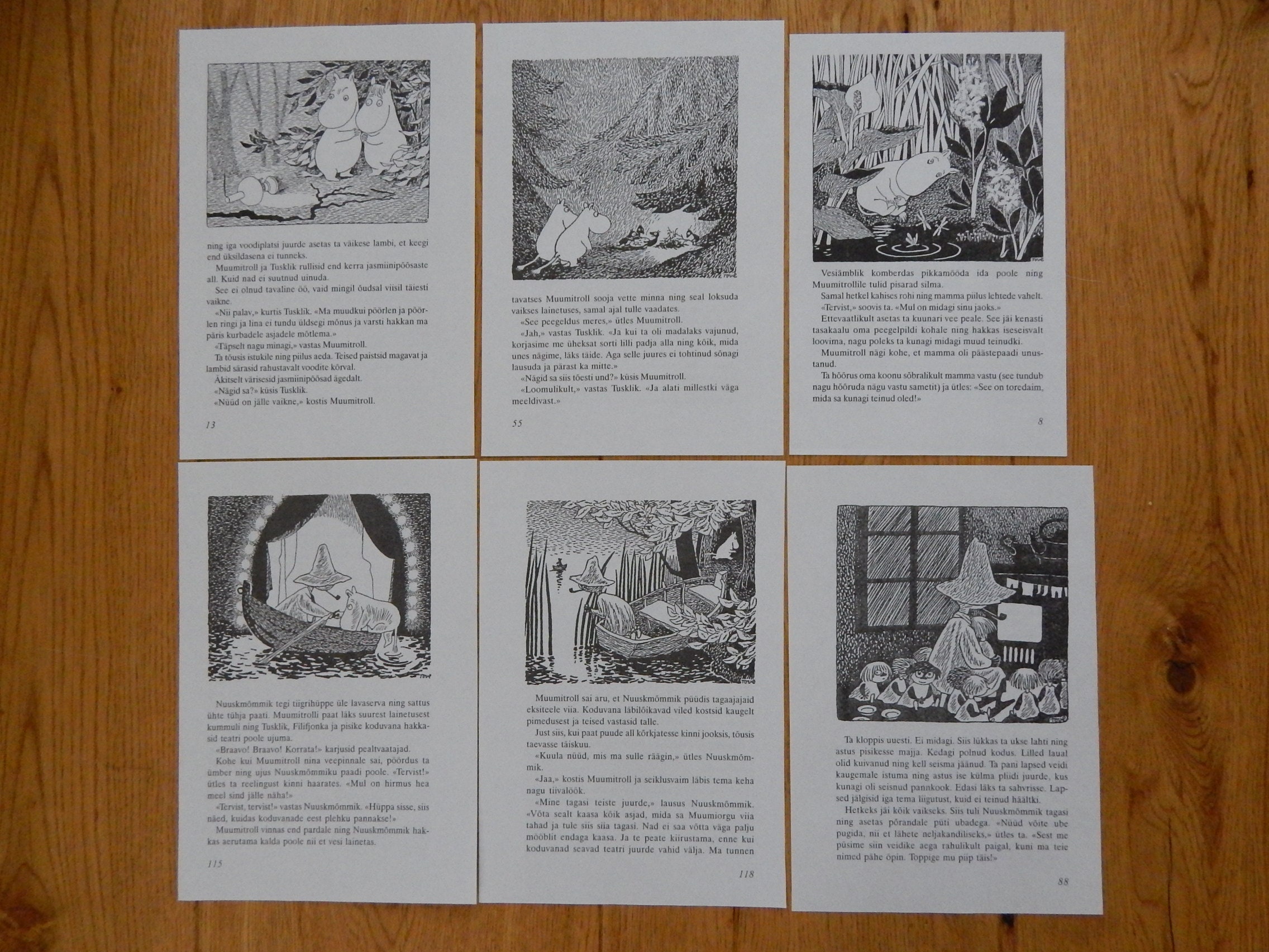 Original 2-sided Black and White Moomin Book Print Tove Jansson