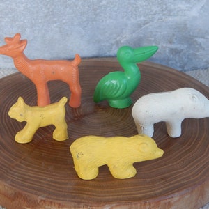 Set of 5  Tiny Rubber Toy, Rubber Animal  Collectible