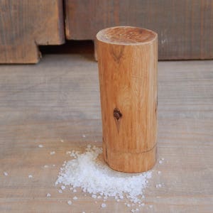 Scandinavian Vintage hand made Salt Cellar Wooden Kitchen Decor Food Container
