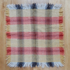 Vintage Felted Wool Small Scarf or Lap Shawl Plaid Unisex Knitwear Warm Winter Wool Scarf Wool Winterwear