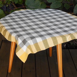 Checked Brown/ Yellow/ White Cotton Tablecloth Made in Finland. Finlayson 88 x 90 cm
