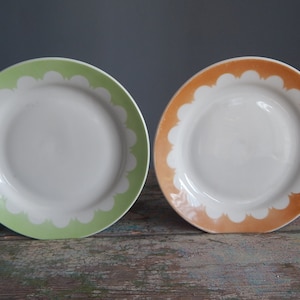 era Vintage Side Plate Bread Plate Set of 2, Tableware Serving Dish Faience Plates from 1970 s.Riga Porcelain Factory RPR