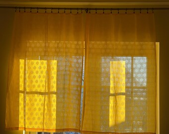 Set of 2 Curtains Vintage Swedish Yellow Acrylic Wool Curtains Retro Home Decor 1970 s. Scandinavian design 100 x 135 cm or 100 x 150 cm