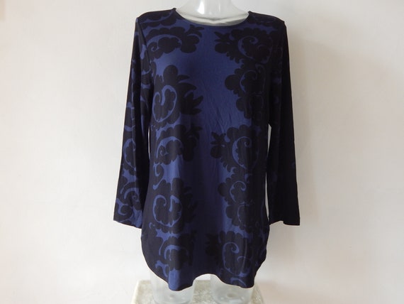 Marimekko Tunic/ Dress Blue Black Pattern Ladies l