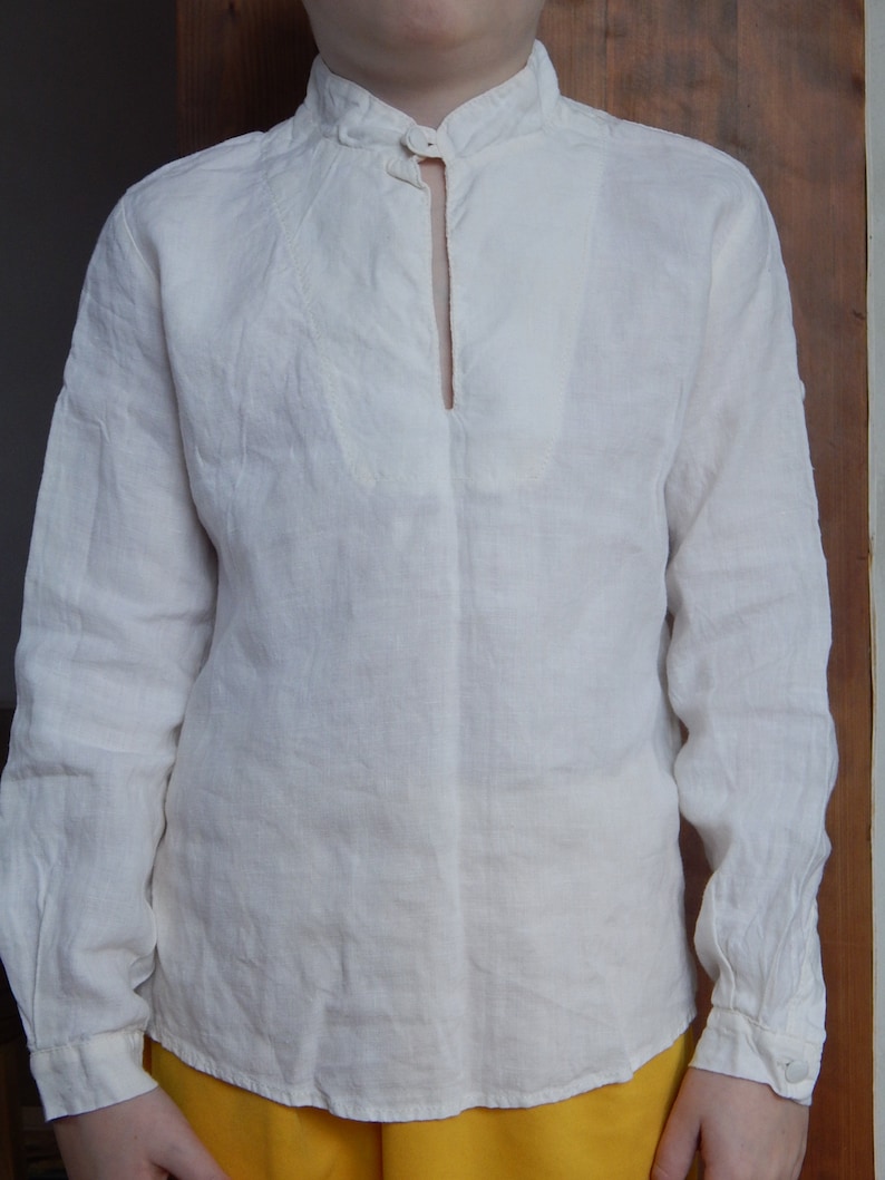 VintageNatural White Linen Kids Boys girls shirt unisex flax shirt for 8-9 years old 100/% linen