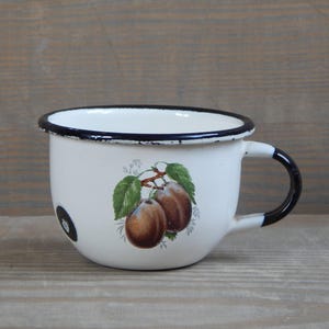 Vintage Cup Decorated Enamel Mug / Cup Rustic Home Decor  Tableware Army Cup Camping Cup