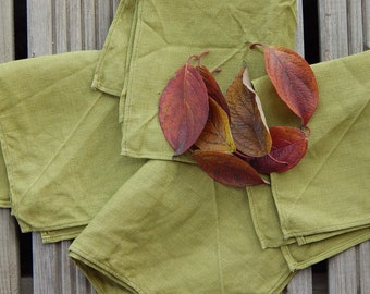 Vintage Green Linen Napkins Set of 4 Linen Napkins Retro Home Decor/ Vintage Decor 1980 s Homemade