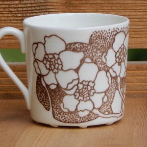 Gustavsberg Emma Coffee Cup Stig Lindberg Sweden Brown Flower Decor Scandinavian Tableware