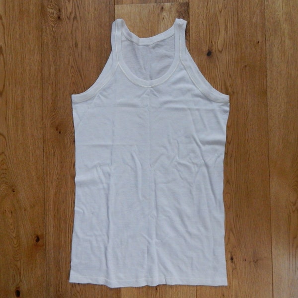 Vintage heren/dames viscoze tank unisex witte kleur tank maika/shirt/onderhemd, gemaakt in