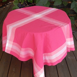 NOS Vintage Checked Pink/ White Tablecloth Estonian Design 1989 Measures 147x147 cm 100% Cotton