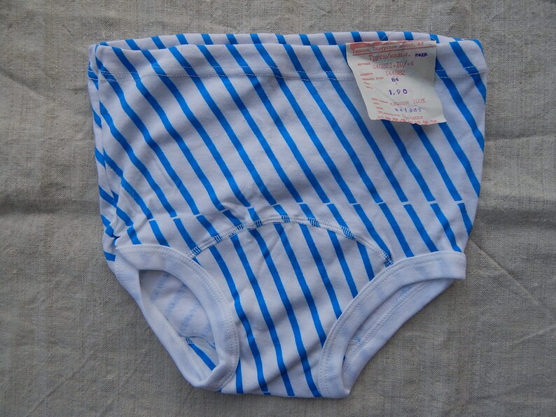 Soviet Vintage Underwear Boys Cotton Underpants Unused with Factory Tag White Underpants with Blue stiped Pattern 100/% Cotton Teenager Boy