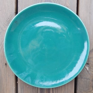 Scandinavian Vintage Höganäs Keramik Emerald Green Hoganas Ceramic salad Plate Stoneware