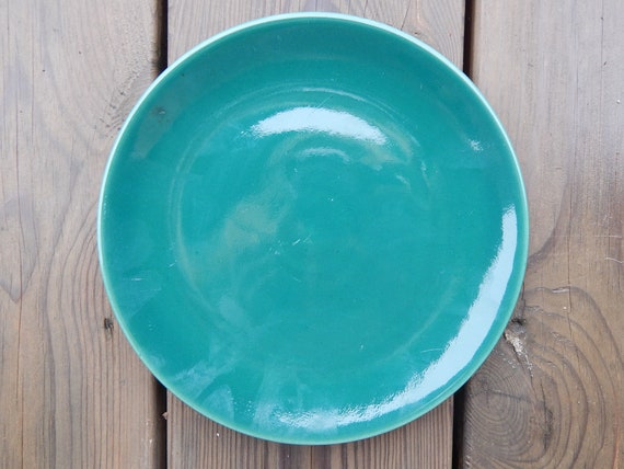 Scandinavian Vintage Höganäs Keramik Emerald Green Hoganas Ceramic salad Plate Stoneware
