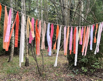 Party Decor/ Fiesta Tassel Bunting Multicoloured Wedding Garland/ Rag Bounting Rainbow Garland Ribbon Bunting each Meter includes 12Tassels.