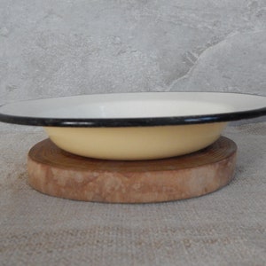 Vintage White/ Yellow Enamel Plate/ Bowl Rustic Home Decor  Tableware,  Farmhouse, Country Decor,
