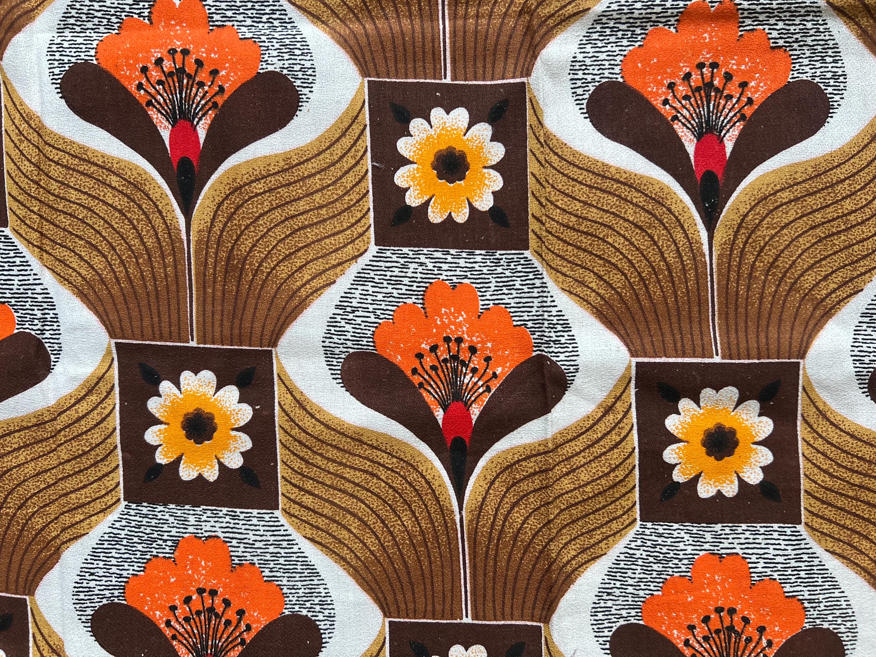 Vintage Mid Century 70s Barkcloth Fabric for Pillow or for Bag 116 cm x 74 cm (46" x 29")