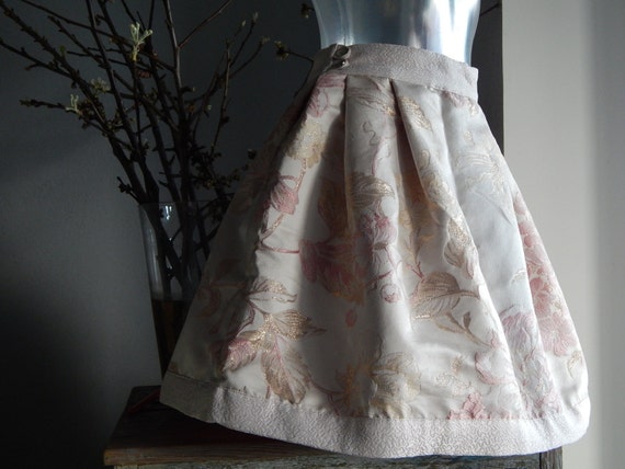 Vintage Women Taffeta Skirt Pink/ Beige/ Gold Taf… - image 4