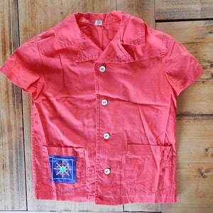 Vintage Kinder Shirt, Jungen Baumwolle Kurzarm Shirt Kinder Rot Vintage Kleidung 3- 4 Jahre