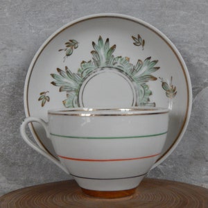 Vintage Hand Painted Mismatched Striped Cup with Saucer