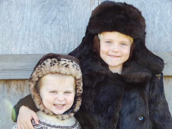 Vintage Toddler Hat, Brown Lamb Fur Warm Winter H… - image 2