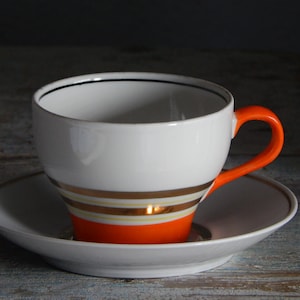 Vintage Tea Cup Saucer set, Tableware Vintage Baranivka Ukraine