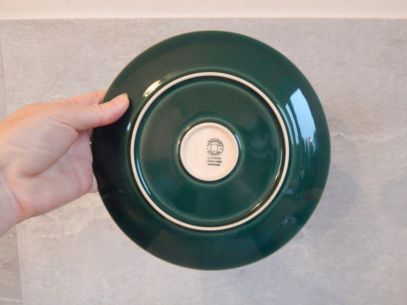 Skandinavisk Vintage Höganäs Keramik Emerald Green Hoganas Keramiksallad Tallrik Stengods bild 6