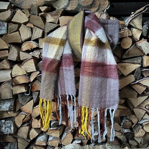 Vintage Wool Scarf Plaid Unisex Scarf Knitwear Warm Winter Wool Scarf Wool Winterwear