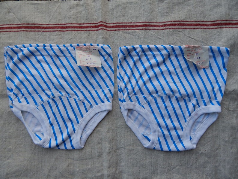 Soviet Vintage Underwear Boys Cotton Underpants Unused with Factory Tag White Underpants with Blue stiped Pattern 100/% Cotton Teenager Boy