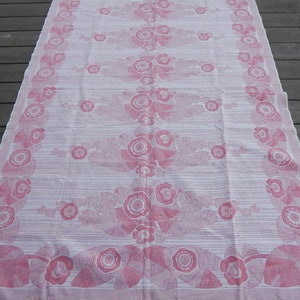Vintage Cotton Bedcover Water Lily Decor  Double Sided Tablecloth Retro Home Decor/ Vintage Decor 1970s.