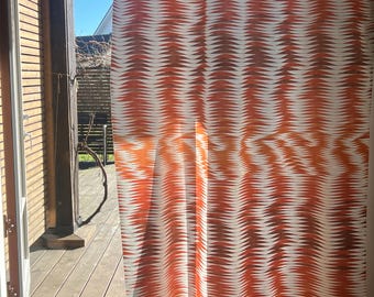 Lot de 2 rideaux vintage abstraits, polyester/viscoze festonnés, rideaux rétro brillants des années 1970 117 x 247 cm (46 x 97 po.)