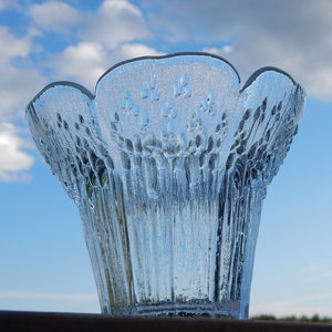 Scandinavian Vintage Lasisepat Big glass candle holder Pertti Kallioinen in the 1970&#39;s for Lasisepat, Finland