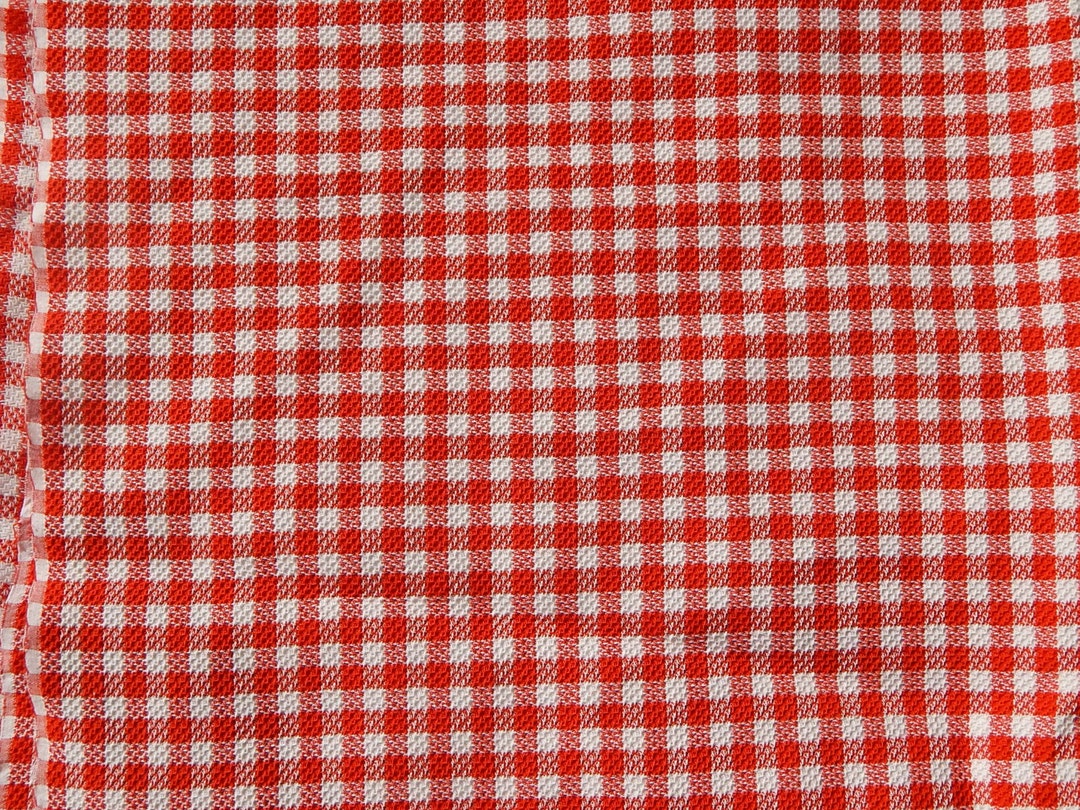 vintage USA fablic ラグ Cotton Waffle Fabric Vintage Checkered Cotton Fabric Vintage