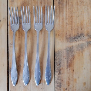 Vintage Aluminium Fork Set of 4  Home  Tableware,  Kitchenware 1960 s.