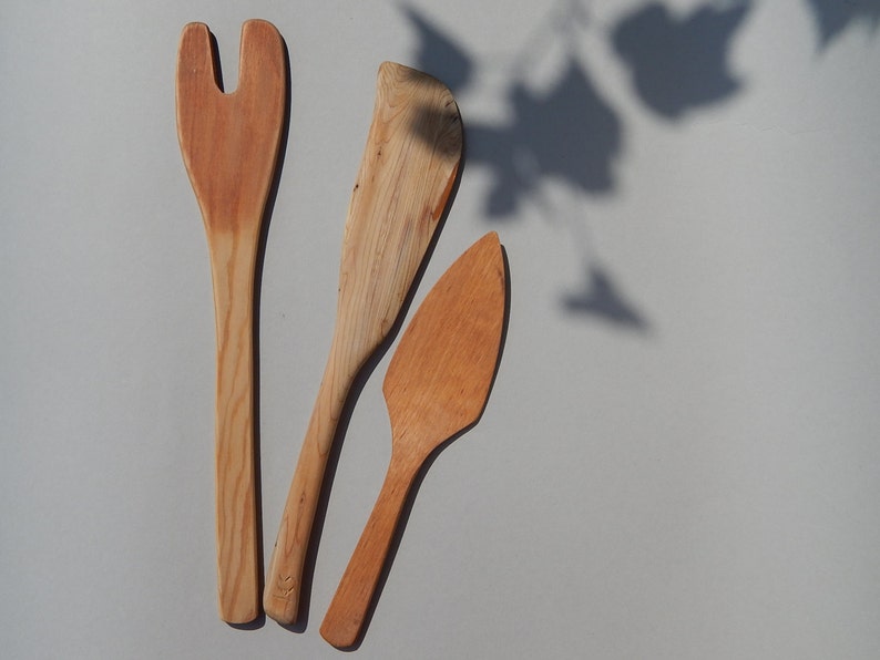 Vintage Wood Kitchen Utensils Set of 3 Rustic Kitchen Decor Country ...