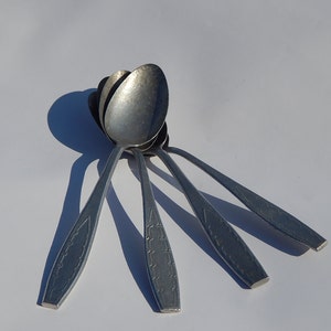 Lot de 4 cuillères à soupe vintage en aluminium pour la maison, ustensiles de cuisine, cuillères à soupe, années 1960