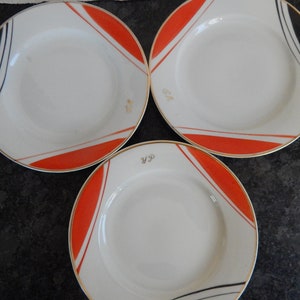 Set of 3 Ukraine Vintage Plate Red and Black Cake Plate, Made in Ukraine 1970