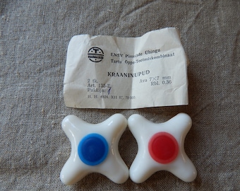 Vintage Faucet Knobs Retro Hot and Cold water wheels Vintage plastic faucet handles Vintage Plastic Handles 1980 s