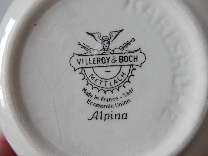 Villeroy /& Boch Alpina Sugar Bowl Mettlach Made in France Saar Economic Union