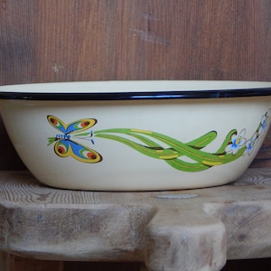 Vintage Yellow Enamel Bowl Rustic Home Decor  Tableware,  Farmhouse, Country Decor,